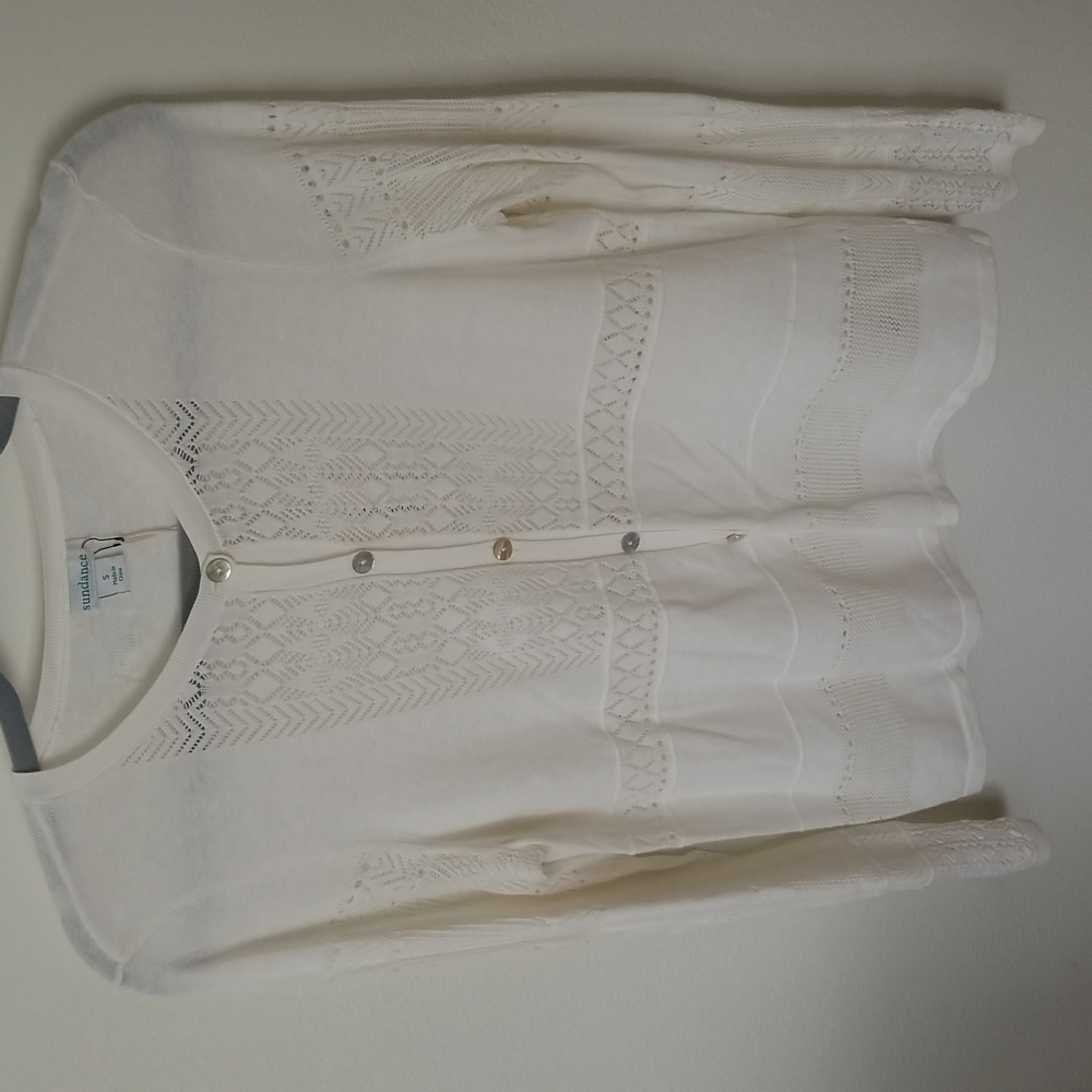 Sundance Ivory Knit Button-Front Sweater
